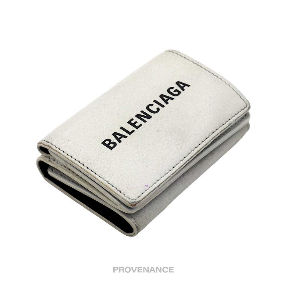 🔴 Balenciaga Logo Trifold Wallet - White Leather - Picture 3 of 9